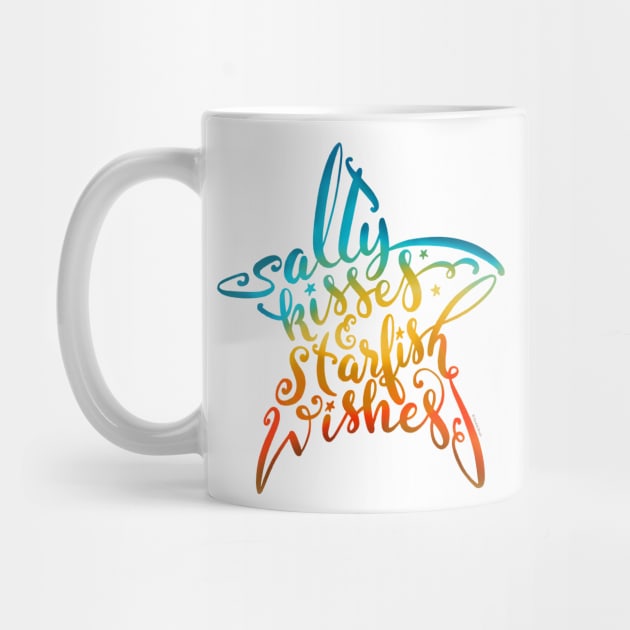 Salty Kisses & Starfish Wishes Hand Lettered Beach Design by DoubleBrush